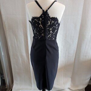 Lock & Key Navy Blue Sleeveless Dress Size M (NWOT) Lace Bodycon Wedding Guest